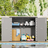 Mrosaa Large Outdoor Storage Box,Resin Sheds&Outdoor Storage Waterproof/Lockable,Outdoor Storage Cabinets for Balcony,Garage,Backyard (37Cu.ft-Pale Grey) Mrosaa