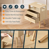 Yoobure LED Night Stand with Charger Station, Mid Century Modern Nightstand with Fabric Drawers, Bedside Table Nightstands with Storage Shelf, Bed Side Table Small Night Stands for Bedroom Living Room Yoobure