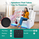 Naomi Home Chicago Power Loveseat Recliner Sofa & Home Theater Seating with Wireless Charging Electric Recliner RV Sofa with USB/Cup Holders/Storage/LED Light/Speaker, White/Air Leather Naomi Home