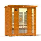 springspa 4 Person Infrared Sauna Room, Low EMF FAR Infrared Sauna for Home, Canadian Hemlock Wooden Indoor Sauna, with 10 Heating Panel, 2 LCD Panel, Bluetooth Speaker, 7 Therapy Light springspa
