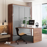THINK 30 Murphy Bed with Foldable Desk – Space Saving Wall Bed, Full Size, Walnut & Gray THINK 30