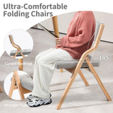 HOMEFUN Folding Chairs with Cushion, Wooden Padded Folding Chairs 2 Pack, Portable and Assembled Folding Dining Chair for Guests Kitchen Office Wedding and Party, Gray HOMEFUN