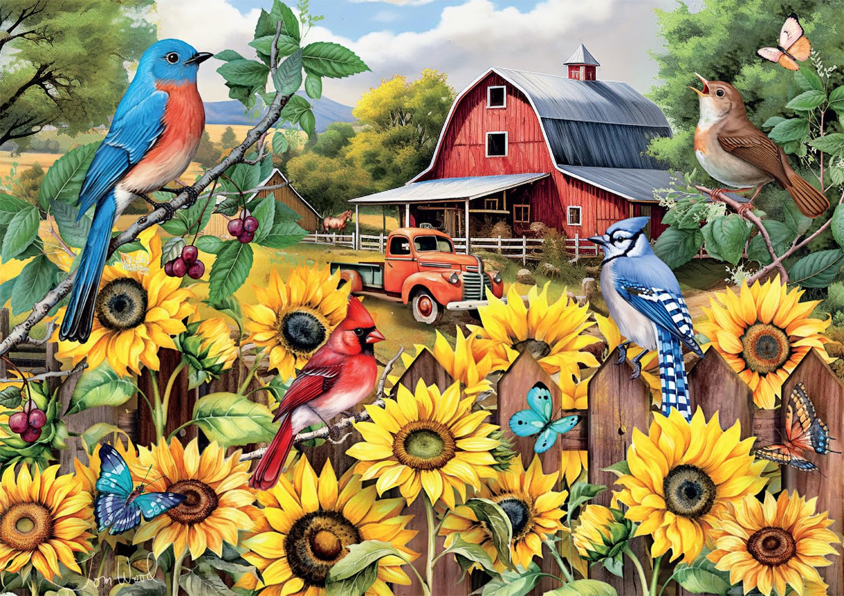 Buffalo Games - Tom Wood - Sunflower Friends - 500 Piece Jigsaw Puzzle for Adults -Challenging Puzzle Perfect for Game Nights - Finished Size is 21.25 x 15.00 Buffalo Games