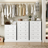 FACBOTALL 5 Drawer Dresser, 47.2" Tall White Dresser with 5 Drawers, Chest of Drawers Cabinet Wood Dresser for Hallway Living Room FACBOTALL