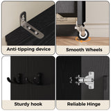 IRONCK Narrow Kitchen Pantry Storage Cabinet, 72" Slim Single Door with 6 Adjustable Shelves, Door Rack and Wheels, Space Saving Freestanding Storage Floor Cabinet for Small Place, Black IRONCK