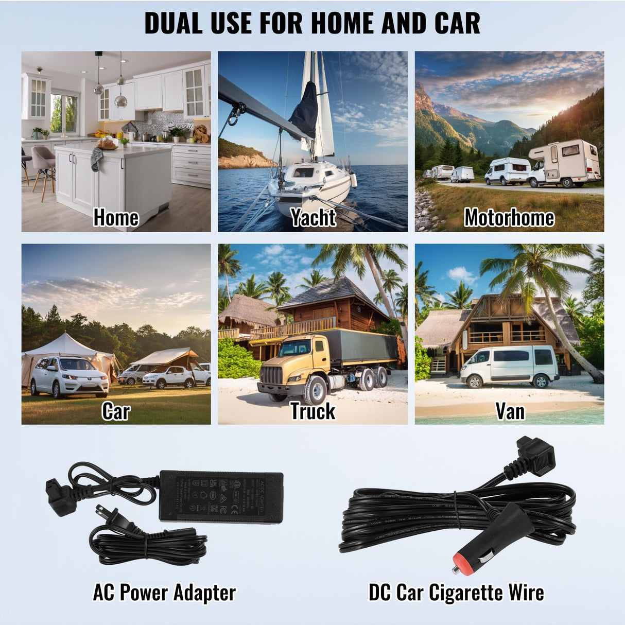 VEVOR NLS45, 12 Volt Car Refrigerator Fridge, 32 L Dual Zone Portable Freezer, -4℉-68℉ Adjustable Range, 12/24V DC and 100-240V AC Compressor Cooler for Outdoor, Camping, RV, Bule and grey VEVOR