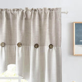 AiFMQQ Farmhouse Boho Linen Button Arched Valance Curtains for Kitchen Window Dining Room Cafe Valance for Small Windows Bathroom Macrame Valances Rod Pocket 1 Panel (Beige Arched, W52 L35 inch) AiFMQQ