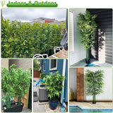 HOUSESET 4ft / 6ft Artificial Bamboo Tree 10 Pack, Fake Bamboo Plant with Encrypted Silk Leaves for Garden Yard Indoor Outdoor Decor, Privacy Waterproof Faux Plants HOUSESET
