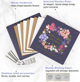 Joy&Grace Flower Press Kit for Adults & Kids, with Designed Cover and DIY Album, 10.9" x 10.9" 10 Layers Flower Preservation Kit, Plant Press and Large Plant Drying Toolkit (Color Box, Purple Navy) Joy&Grace