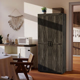 Vrmuxita Tall Kitchen Pantry Cabinet: Food Pantry Cabinets for Kitchen Storage, Grey Wood Storage Cabinet with 2 Doors, Farmhouse Cabinets with Freestanding Cupboard (Grey) Vrmuxita