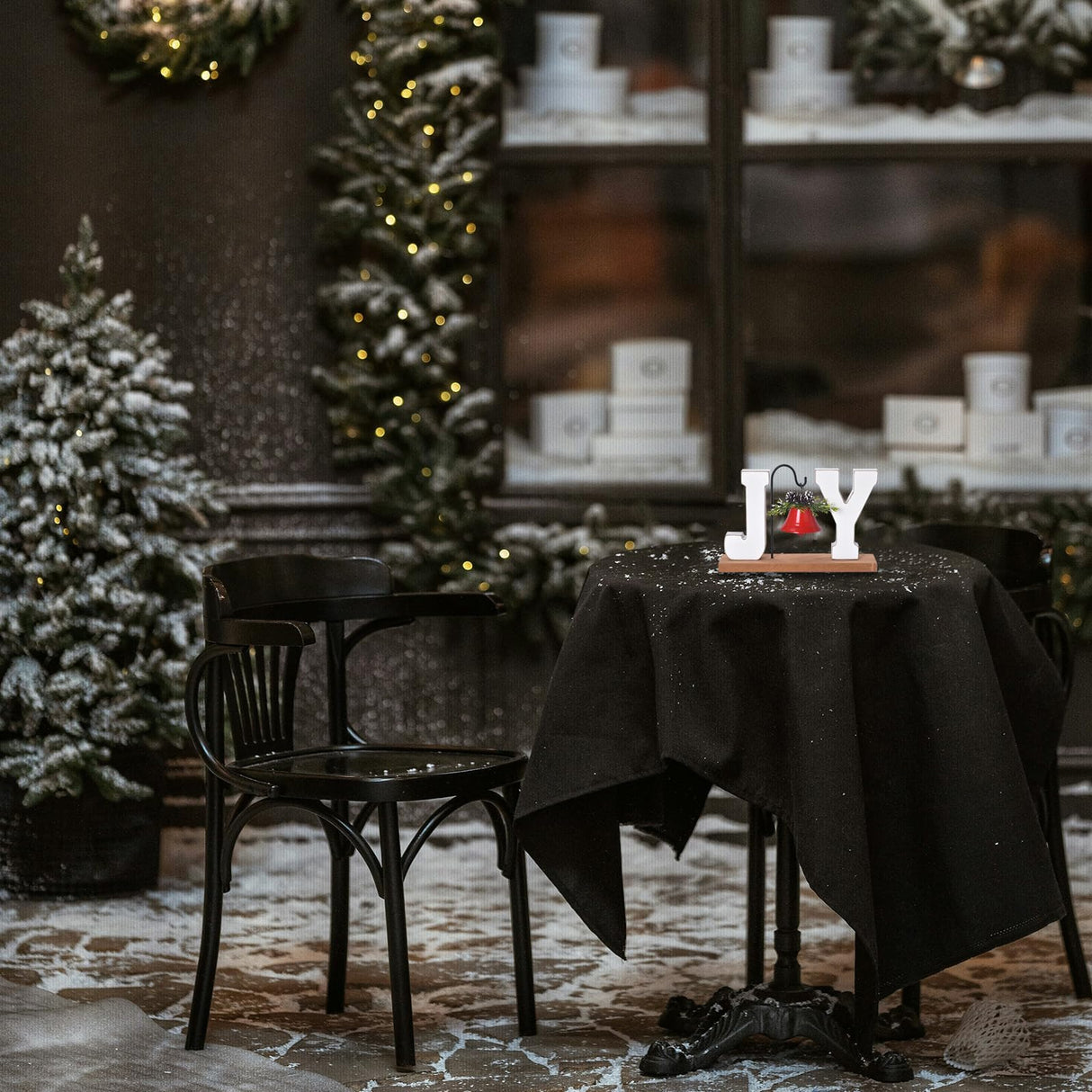 Christmas Wooden Joy Decoration, Wood Craft Sign with Bell, Table Ornament Rustic Tabletop Farmhouse Centerpiece Decorative Block Decor for Xmas Indoor Holiday Home Table Shelf Winter Party (Red Bell) GHOSTMAGIC