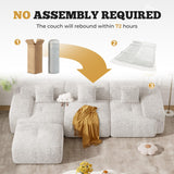 122" Modern L Shaped Modular Sectional Sofa, Boneless Couches for Living Room with Ottoman,4 Seater Convertible Chenille Cloud Couch Sofa Set, No Assembly Required, Beige 1 PCS Luxanimarion
