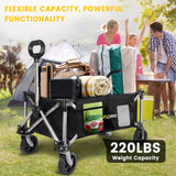 Collapsible Foldable Wagon Beach Cart - Large Capacity and Heavy Duty Folding Wagon Portable for Sports, Shopping, Camping Somorei