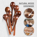 Hefild 7 PCS Wooden Spoons for Eating, 7 inch Wooden Honey Spoons for Tea, Wooden Teaspoons for Stirring Coffee, Hard Wood Table Spoons for Cooking, Small Serving Spoons for Soup, Desserts & Cereal Hefild
