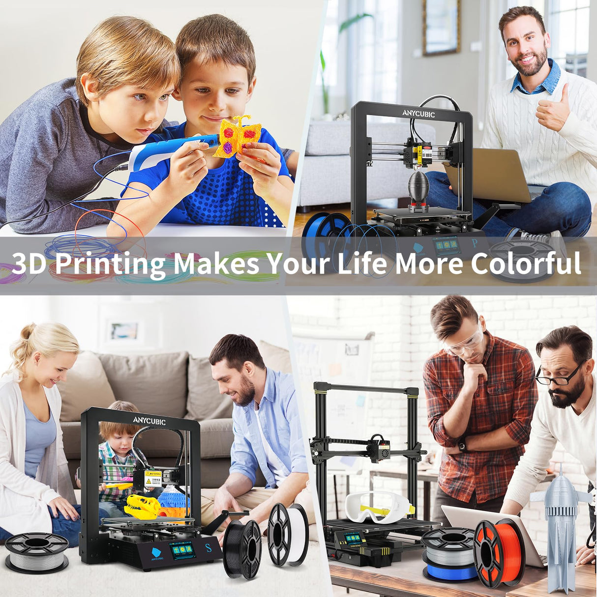 ANYCUBIC 3D Printer Filament PLA 1.75mm, FDM Printer Filament 1kg Spool (2.2 lbs), Dimensional Accuracy +/- 0.02 mm (1kg, Gray) ANYCUBIC