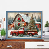 igoodom Diamond Art Kits for Adults, Christmas Diamond Painting Kit, Full Drill Round Christmas Red Truck Diamond Art Kits, DIY Gem Art and Crafts for Home Wall Decor Gift 16x12inch igoodom