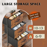 WLIVE Dresser with 3 Drawers, Fabric Nightstand, Organizer Storage Dresser for Bedroom, Hallway, Entryway, Closets, Sturdy Steel Frame, Wood Top, Easy Pull Handle, Rustic Brown Wood Grain Print WLIVE