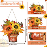 Hello Fall Sign Hello Fall Door Sign Wooden Farmhouse Home Sign with Fall Sunflower for Porch Farmhouse Thanksgiving Autumn Front Door Outdoor Home Decor Bucherry