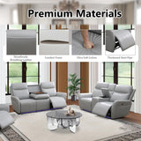 Plithzy Power Recliner Sofa Set Breathing Leather Living Room Furniture 2 Piece Reclining Couches with LED, USB Charging Ports, Cup Holder and Storage (Sofa+Loveseat, Light Grey) Plithzy