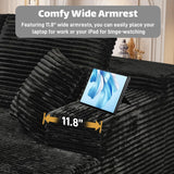 ONEMMLION Cloud Couch Sectional Modular Sofa, 107.5" Comfy Black L Shaped Boneless Couches for Living Room, Deep Seat Plush Corduroy Couch Sectional Memory Foam Sofa(Black, Right Facing Chaise) ONEMMLION