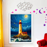 SuanFA Diamond Art Kits for Adult Lighthouse,5D Full Drill Diamond Art for Beginners -Moonlit Lighthouse with Starry Sky,Ocean Waves,12X16 in Adult Diamonds Painting Jewel Art Craft for Home Decor SuanFA
