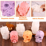 HUAKENER 3 Pack Skull Candle Molds, 3D Skull Resin Molds, Hear-no, Speak-no, See-no Skull Silicone Molds for Candle, Epoxy Resin, Soap, Halloween Cake Decor HUAKENER