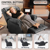 EONIX Dual Motor Lay Flat Power Recliner Chair, Mid Century Wingback Recliner with Independent Adjustable Backrest and Extended Footrest, 400lbs Heavy Duty, Breathable Faux Leather, Black EONIX