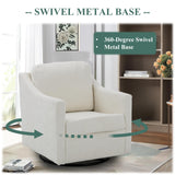 COLAMY Swivel Accent Chair, 360° Rotation Chenille Fabric Upholstered Leisure Armchair with Lumbar Pillow for Living Room Bedroom Home and Office, Beige COLAMY
