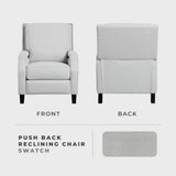 Lexicon Push Back Recliner Chair, Reclining Sofa Armchair, Modern Recliner Sofa Chair with Footrest, Chenille Fabric Recliner Arm Chair, Single Sofa Accent Chair for Living Room/Office/Apartment, Grey Lexicon