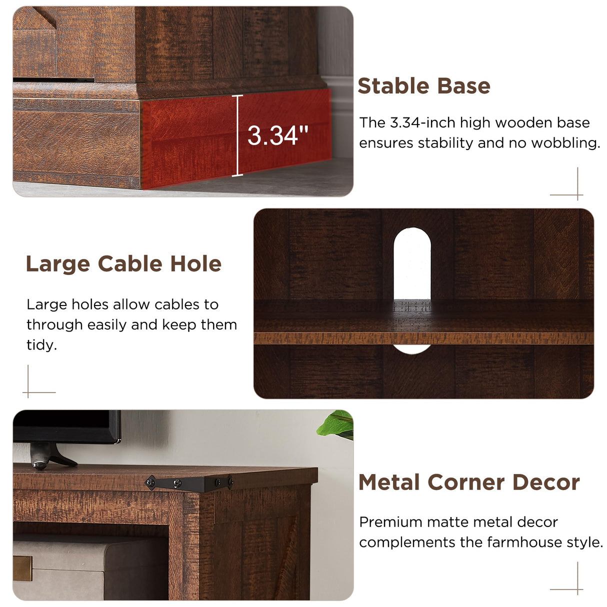 OKD Fireplace TV Stand for 65+ Inch TV, 33" Tall Highboy Farmhouse Entertainment Center w/ 23'' Electric Fireplace, Rustic Media Console w/Sliding Barn Door for Living Room, Reclaimed Barnwood Color OKD