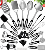 Home Hero 41 Pcs Stainless Steel Kitchen Utensils Set - Nonstick Stainless Steel Cooking Utensils Set - Heat Resistant Kitchen Essentials & Metal Kitchen Gadgets (41 Pcs Set) Home Hero