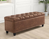 Grepatio 51" Ottoman Storage Benches, 30 Gallons End of Bed Storage Bench, Large Rectangular Ottoman, Button-Tufted Ottomans with Storage for Living Room Bedroom, Foot of Bed (Brown) Grepatio