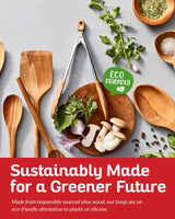 Boxiki Kitchen Tongs for Cooking with Wooden Tips - Wooden Tongs Ideal for BBQ, Salad, Toaster, Bread & Pickles - Made of Natural Olive Wood, Size 12 Inch Boxiki Kitchen