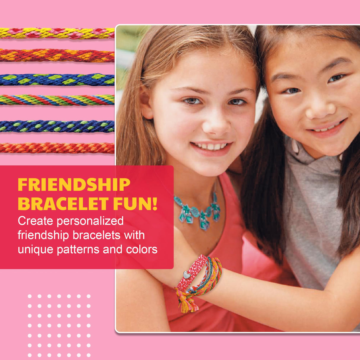 KidzMaker - Friendship Bracelets - DIY Craft Kit for Kids - Create Unique Friendship Bracelet Making KIT with Various Designs and Styles - Includes Braiding Tools, Threads, and Beads for Bracelets 4M
