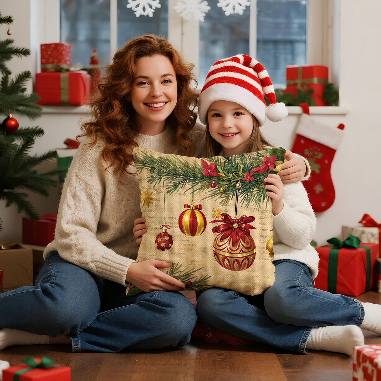 UPOFFICIS Christmas Pillow Covers 18x18 inch Set of 4, Christmas Decorations Cushion Covers, Xmas Pillow Covers, Pillowcases Throw Pillow Covers for Sofa Couch Home Decor UPOFFICIS