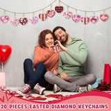 Tondiamo 20 Pcs Valentine's Day Keychain Kits Diamond Painting with Tools Love Heart Diamond Art Keychain Hanging Decor for DIY Ornaments Tondiamo