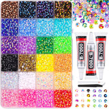 30000Pcs Resin Jelly Rhinestones for Bedazzling, Mixed-Color 3mm Flatback Gems for Diamond Art, Bedazzler Kit with 3Pcs 10ml B7000 Jewelry Glue for Crafting Crafts Book Shoes Nail Art TINKRSTUFF