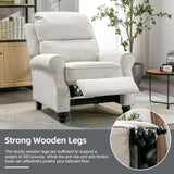 IOMOR Push Back Recliner Chair, Fabric Armchair Overstuffed Pushback Recliner, Heavy Duty Single Sofa Chair with Padded Seat Solid Wood Legs for Living Room (White) IOMOR