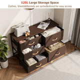 Nicehill Dresser for Bedroom with 5 Drawers, Storage Drawer Organizer, Wide Chest of Drawers for Closet, Clothes, Kids, Baby, TV Stand with Storage Drawers, Wood Board, Fabric Drawers（Brown） Nicehill