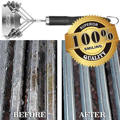 GRILLART Grill Brush and Scraper Bristle Free - Safe BBQ Brush for Grill -Stainless Grill Grate Cleaner - Safe Grill Accessories for Porcelain/Weber Gas/Charcoal Grill - Gifts for Grill Wizard/Men/Dad Weetiee