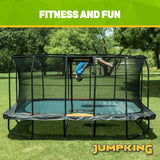 JumpKing Rectangular Trampoline Outdoor 18FT with Enclosure, Ladder, and Net, Large Recreational Trampoline for Kids and Adults, ASTM compliant, Heavy Duty, Weather-Resistant, 1200LBS Capacity JumpKing