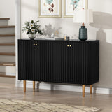 HLR Sideboard Buffet Cabinet, 48" Modern Accent Cabinet with 4 Door and Removable Shelves, Credenza Entryway Cabinet with Storage for Living Room, Dinning Room (Black) HLR