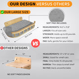 BUOGA Cat Wall Shelves with 3 Steps – Modern Mounted Cat Wall Furniture & Shelf, Premium Hardwood Cat Bed for Climbing, Sleeping & Lounging, Indoor Hammock for Large Cats BUOGA