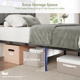 Welzona Twin Bed Frames, Metal Bed Frames with Charging Station, LED Lights Bed Frames with Upholstered Storage Headboard, Sturdy and Noise-Free, Storage Space Under Bed, No Box Spring Needed, Brown Welzona