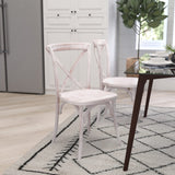 Merrick Lane Bardstown Bistro Style Wooden Dining Chair - Lime Wash - High X-Back Merrick Lane