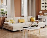 Furmax Sectional Couches for Living Room, U-Shaped Sofa Couch with Linen Fabric, 4 Seat Sofa Set with Double Chaise for Apartment (Fabric, White) Furmax