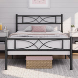 Yaheetech Twin Size Bed Frame Metal Platform Bed with Curved Design Headboard Footboard/No Box Spring Needed/Mattress Foundation/Heavy-Duty Support/Easy Assembly/Black Yaheetech