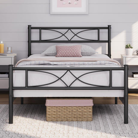Yaheetech Twin Size Bed Frame Metal Platform Bed with Curved Design Headboard Footboard/No Box Spring Needed/Mattress Foundation/Heavy-Duty Support/Easy Assembly/Black Yaheetech
