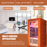 Far Infrared Sauna for Home Indoor Sauna Wooden Dry Saunas for 1 Person 1020W 110V with Control Panel, Bluetooth Speaker, Reading Lamp ToTibuy