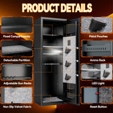 10-12 Gun Safe for Home Rifle and Pistols,No Assembly Required Gun Safe Locker,Biometric Fingerprint Locking Cabinet,Electronics Keyboard Password Cabinet Safes,Adjustable Partition Storage Rifle Case Leariso